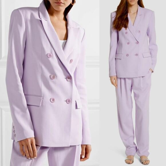 Tibi Steward Lavender Light Purple Oversized Double Breasted Crepe Blazer 4 - Picture 4 of 13